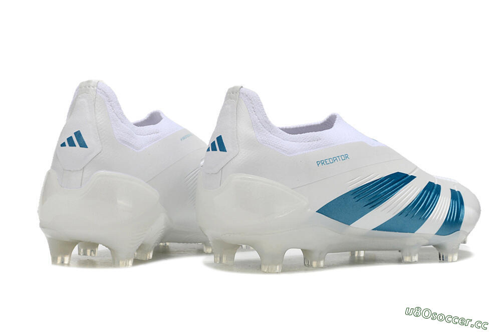 Men's Adidas Predator Accuracy+ Laceless FG Firm Ground Low-Tops Football Boots - White/Blue 6