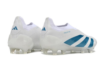 Men's Adidas Predator Accuracy+ Laceless FG Firm Ground Low-Tops Football Boots - White/Blue