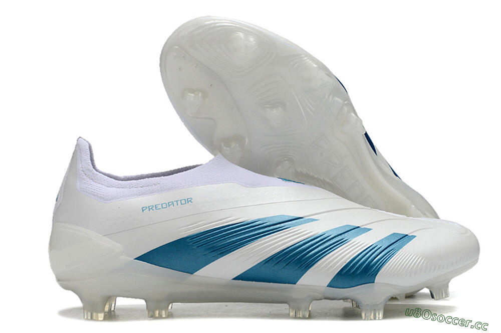 Men's Adidas Predator Accuracy+ Laceless FG Firm Ground Low-Tops Football Boots - White/Blue 2