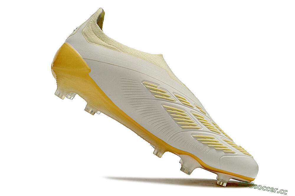 Men's Adidas Predator Accuracy+ Laceless FG Firm Ground Low-Tops Football Boots - White/Beige 4