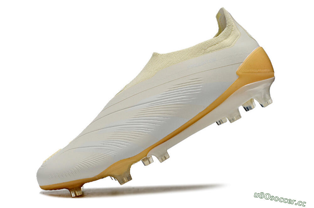 Men's Adidas Predator Accuracy+ Laceless FG Firm Ground Low-Tops Football Boots - White/Beige 5
