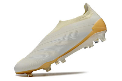 Men's Adidas Predator Accuracy+ Laceless FG Firm Ground Low-Tops Football Boots - White/Beige