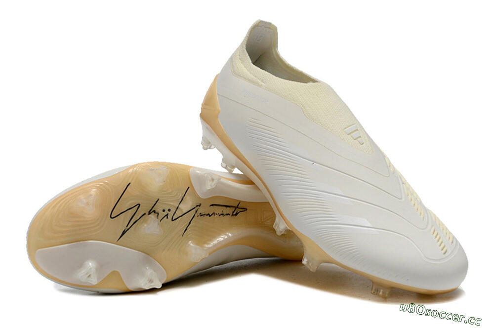 Men's Adidas Predator Accuracy+ Laceless FG Firm Ground Low-Tops Football Boots - White/Beige 3