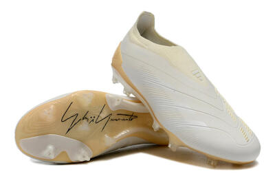 Men's Adidas Predator Accuracy+ Laceless FG Firm Ground Low-Tops Football Boots - White/Beige