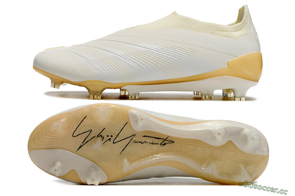 Men's Adidas Predator Accuracy+ Laceless FG Firm Ground Low-Tops Football Boots - White/Beige 1