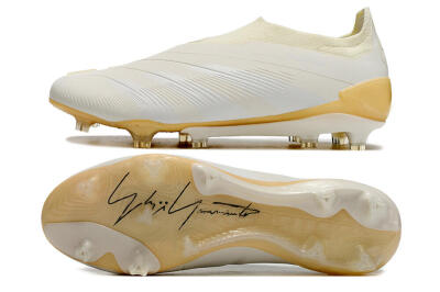 Men's Adidas Predator Accuracy+ Laceless FG Firm Ground Low-Tops Football Boots - White/Beige