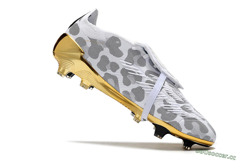 Men's Adidas Predator Elite Foldover Tongue FG Firm Ground Low-Tops Football Boots - White/Silver/Gold/Black 4