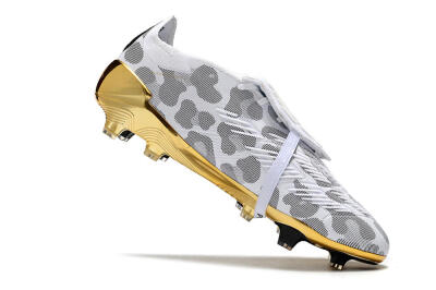 Men's Adidas Predator Elite Foldover Tongue FG Firm Ground Low-Tops Football Boots - White/Silver/Gold/Black