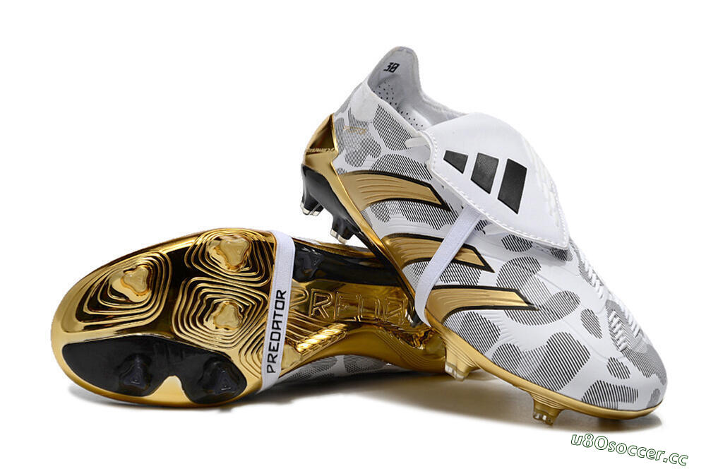 Men's Adidas Predator Elite Foldover Tongue FG Firm Ground Low-Tops Football Boots - White/Silver/Gold/Black 3