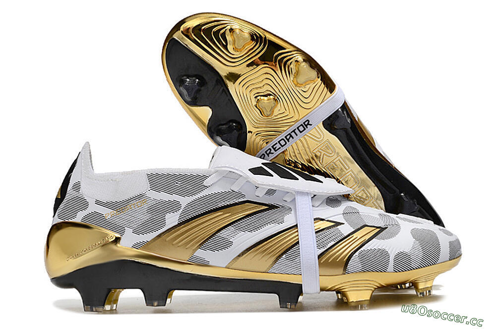 Men's Adidas Predator Elite Foldover Tongue FG Firm Ground Low-Tops Football Boots - White/Silver/Gold/Black 2