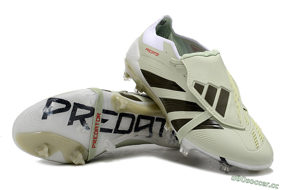Men's Adidas Predator Elite Foldover Tongue FG Firm Ground Low-Tops Football Boots - Beige/Black/White 3