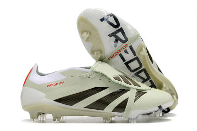 Men's Adidas Predator Elite Foldover Tongue FG Firm Ground Low-Tops Football Boots - Beige/Black/White