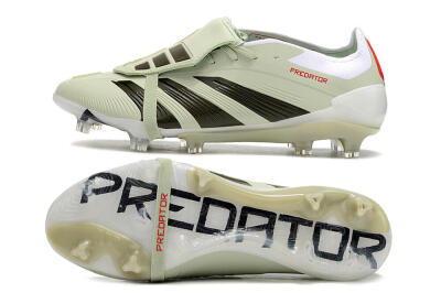 Men's Adidas Predator Elite Foldover Tongue FG Firm Ground Low-Tops Football Boots - Beige/Black/White