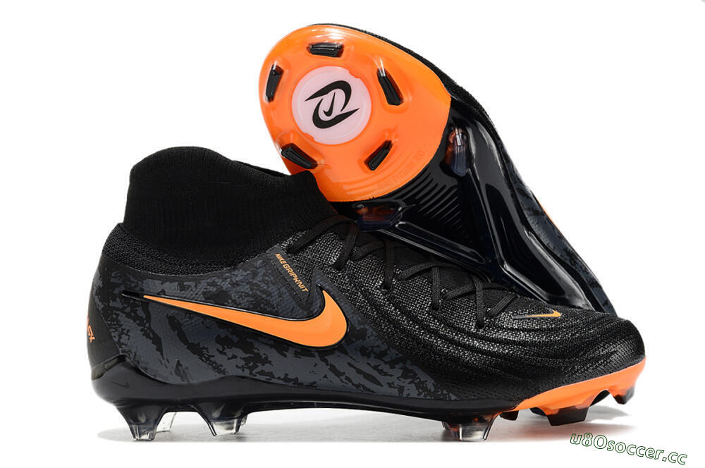Men's Nike Phantom Luna Elite FG Firm Ground High-Tops Football Boots - Black/Silver/Orange 2