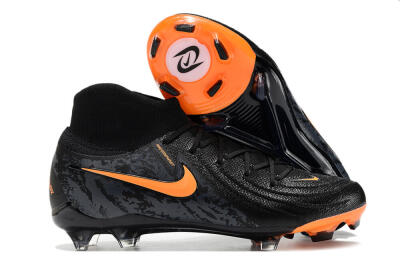 Men's Nike Phantom Luna Elite FG Firm Ground High-Tops Football Boots - Black/Silver/Orange