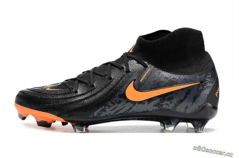 Men's Nike Phantom Luna Elite FG Firm Ground High-Tops Football Boots - Black/Silver/Orange 0