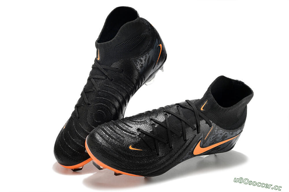 Men's Nike Phantom Luna Elite FG Firm Ground High-Tops Football Boots - Black/Silver/Orange 3