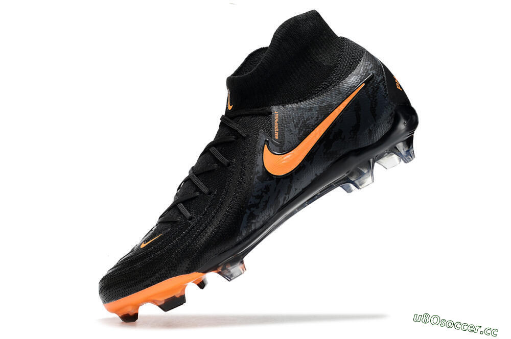 Men's Nike Phantom Luna Elite FG Firm Ground High-Tops Football Boots - Black/Silver/Orange 5