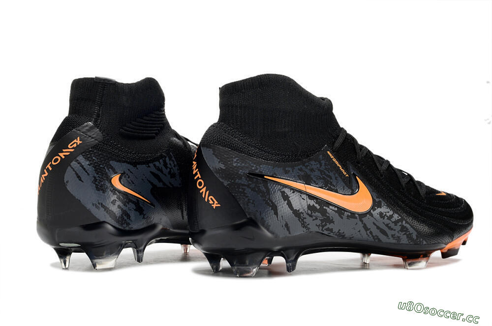 Men's Nike Phantom Luna Elite FG Firm Ground High-Tops Football Boots - Black/Silver/Orange 6