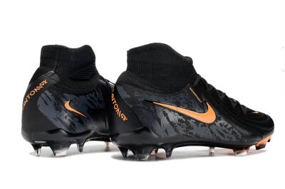 Men's Nike Phantom Luna Elite FG Firm Ground High-Tops Football Boots - Black/Silver/Orange
