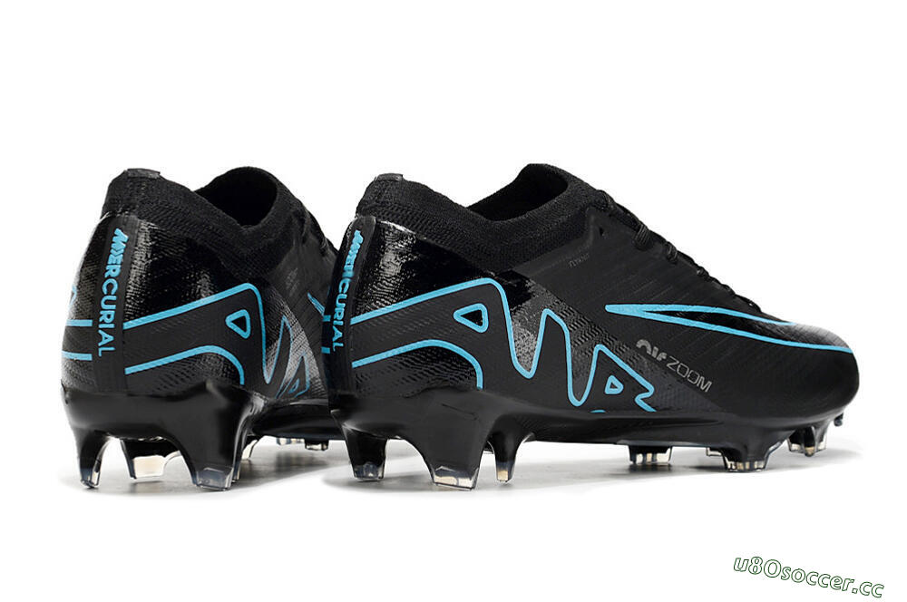 Men's Nike Air Zoom Mercurial Vapor 15 Elite FG Firm Ground Low-Tops Football Boots - Black/Jade/Blue 6