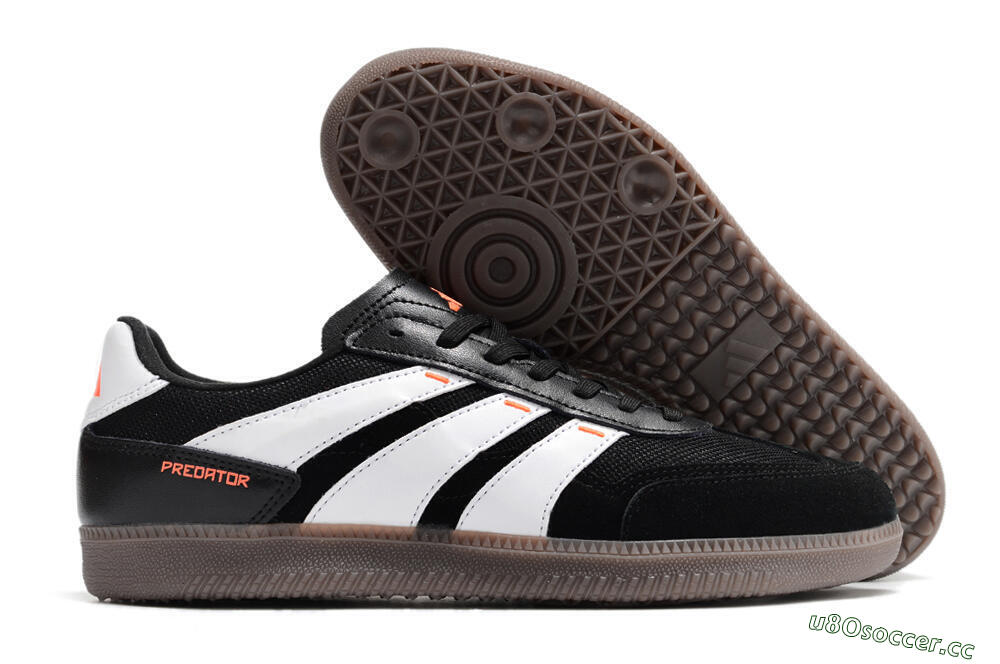 Men's Adidas Predator 24 League IC Indoor & Futsal Low-Tops Football Shoes - Black/White/Brown 2