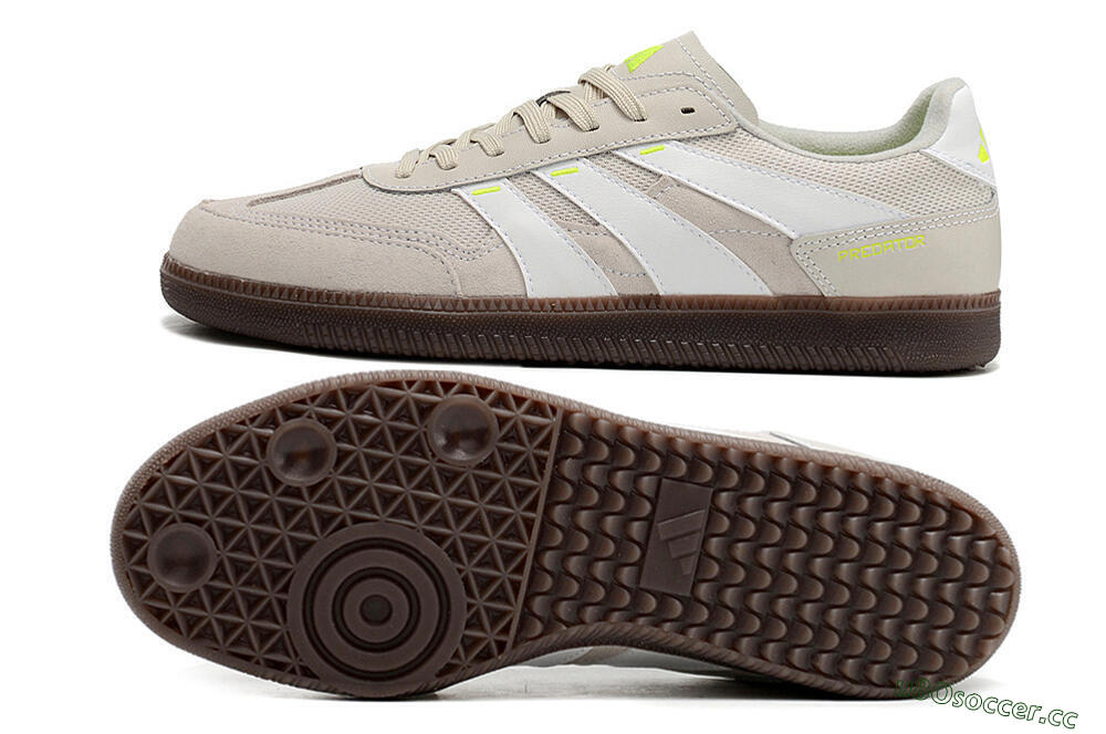 Men's Adidas Predator 24 League IC Indoor & Futsal Low-Tops Football Shoes - Grey/Yellow/Brown 1