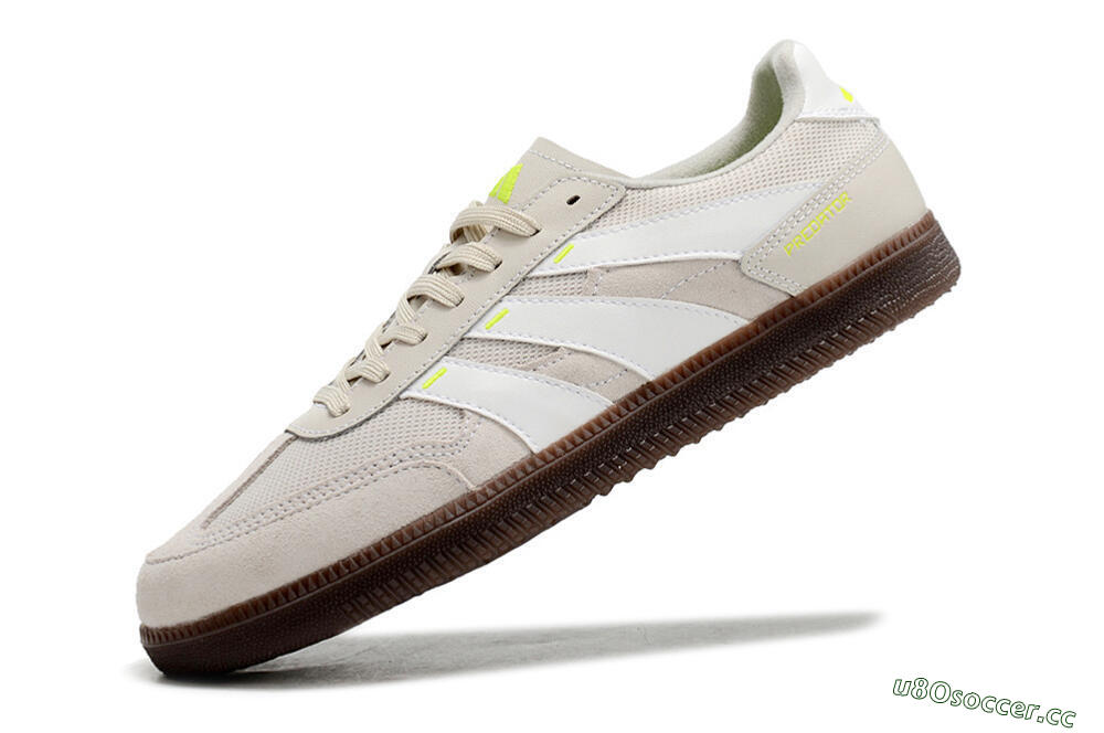 Men's Adidas Predator 24 League IC Indoor & Futsal Low-Tops Football Shoes - Grey/Yellow/Brown 5