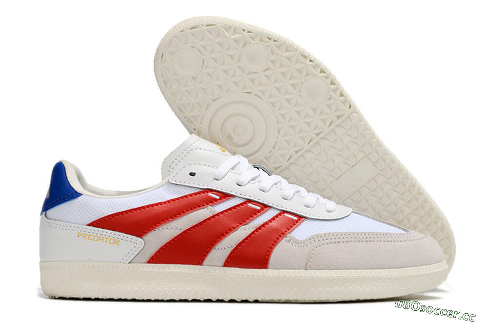 Men's Adidas Predator 24 League IC Indoor & Futsal Low-Tops Football Shoes - Grey/White/Red/Blue 2