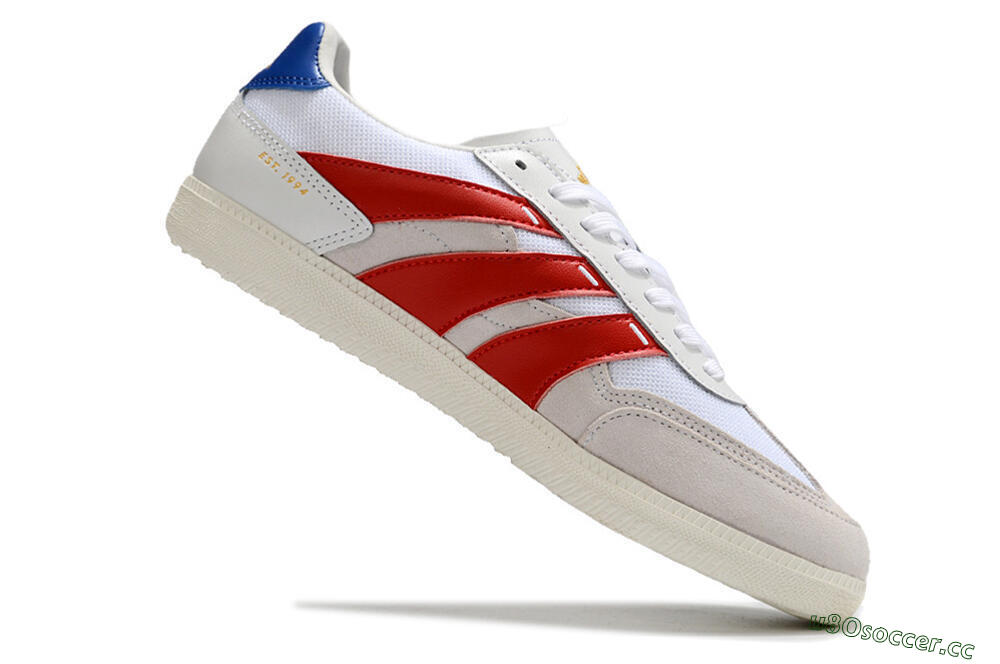 Men's Adidas Predator 24 League IC Indoor & Futsal Low-Tops Football Shoes - Grey/White/Red/Blue 4