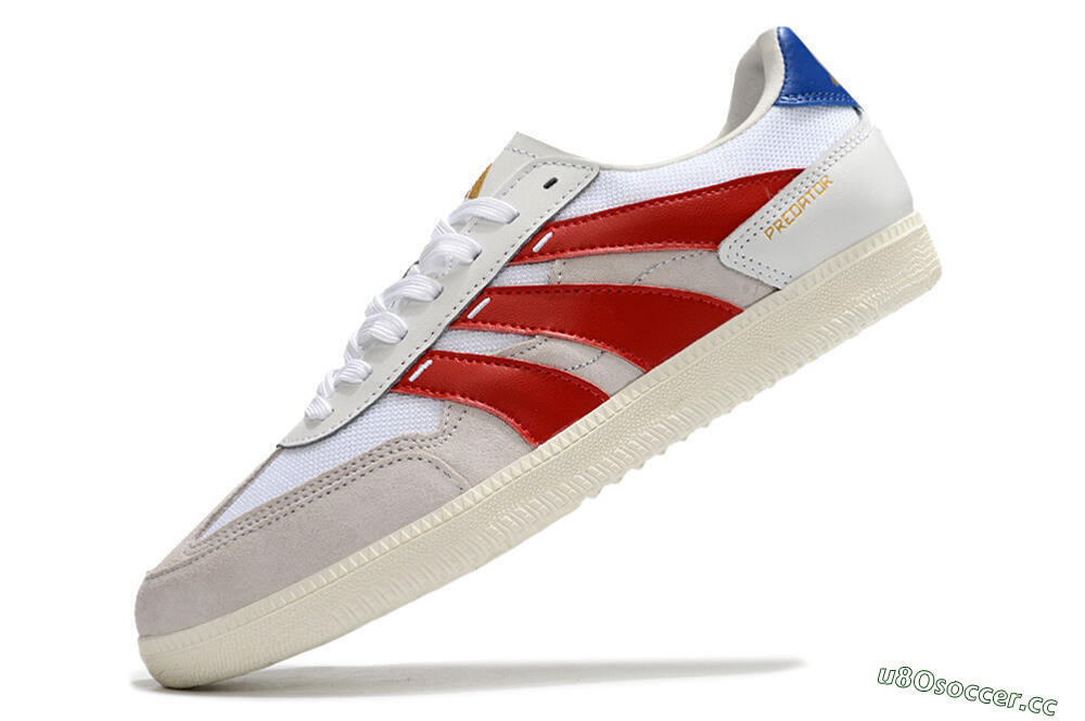 Men's Adidas Predator 24 League IC Indoor & Futsal Low-Tops Football Shoes - Grey/White/Red/Blue 5
