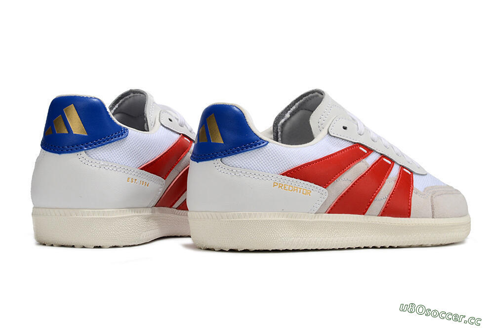 Men's Adidas Predator 24 League IC Indoor & Futsal Low-Tops Football Shoes - Grey/White/Red/Blue 6