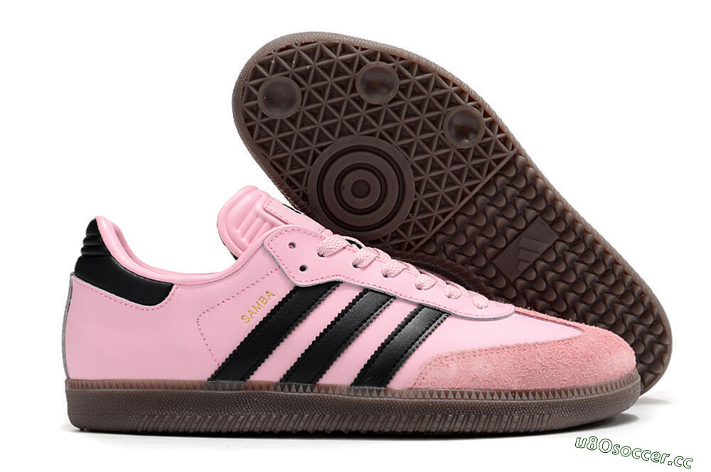 Men's Adidas Samba Messi IC Indoor & Futsal Low-Tops Football Shoes - Pink/Black/Brown 2