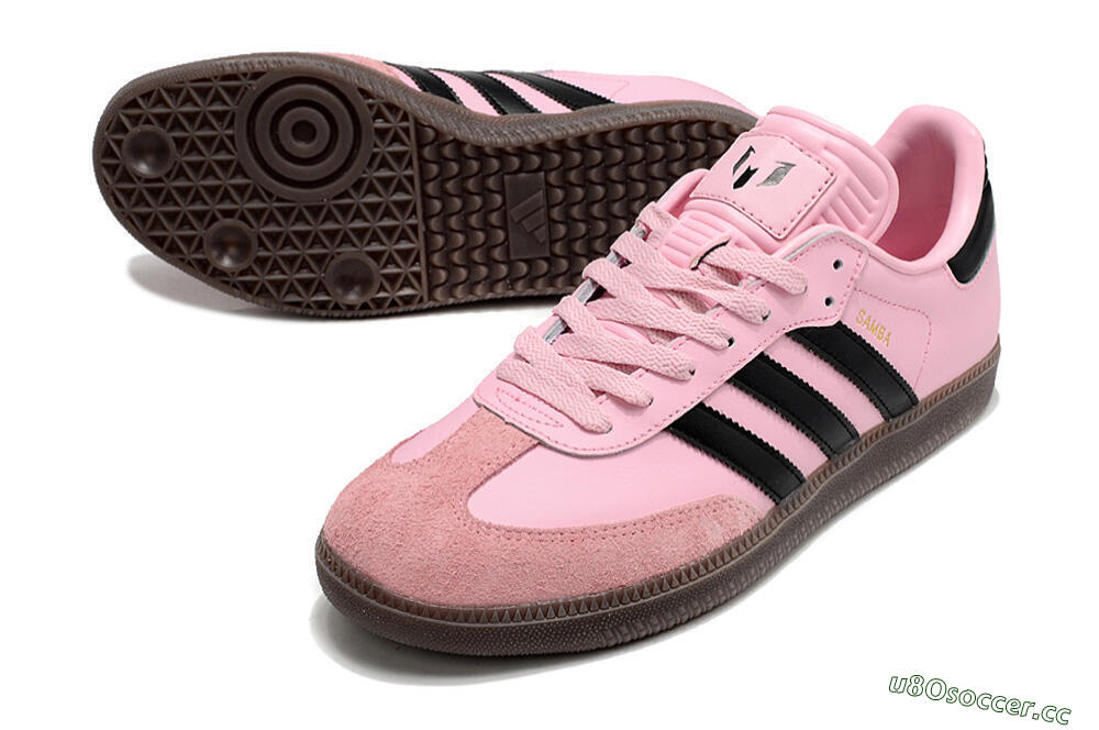Men's Adidas Samba Messi IC Indoor & Futsal Low-Tops Football Shoes - Pink/Black/Brown 3