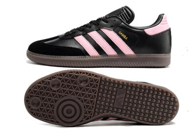 Men's Adidas Samba Messi IC Indoor & Futsal Low-Tops Football Shoes - Black/Pink/Brown