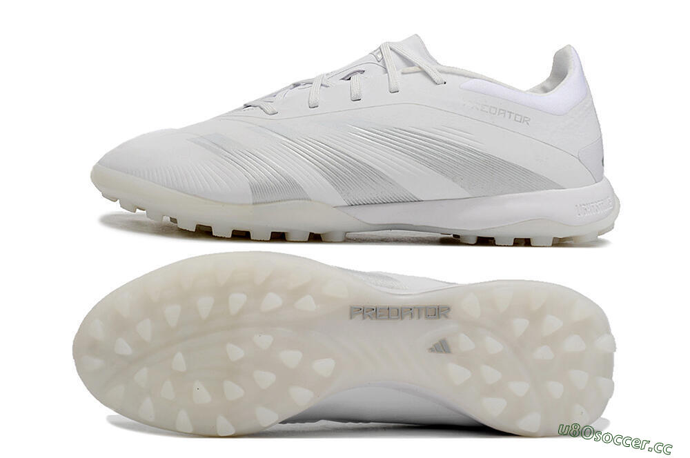 Men's Adidas Predator 24 Elite TF Artificial Turf Low-Tops Football Shoes - White/Silver/Beige 1