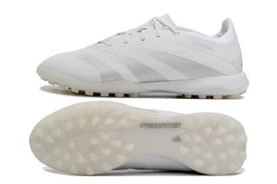 Men's Adidas Predator 24 Elite TF Artificial Turf Low-Tops Football Shoes - White/Silver/Beige