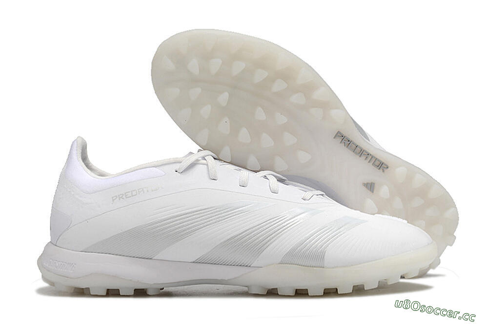 Men's Adidas Predator 24 Elite TF Artificial Turf Low-Tops Football Shoes - White/Silver/Beige 2