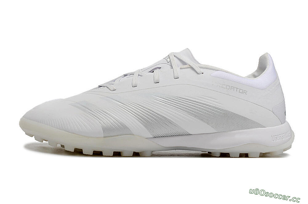 Men's Adidas Predator 24 Elite TF Artificial Turf Low-Tops Football Shoes - White/Silver/Beige 0