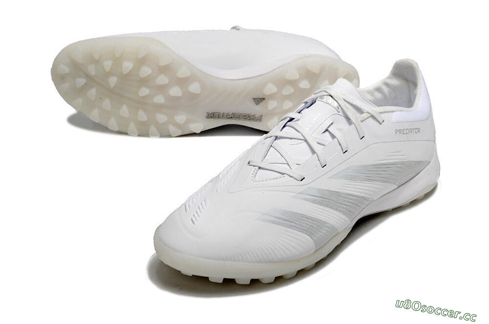 Men's Adidas Predator 24 Elite TF Artificial Turf Low-Tops Football Shoes - White/Silver/Beige 3