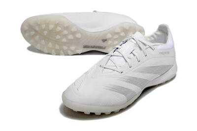 Men's Adidas Predator 24 Elite TF Artificial Turf Low-Tops Football Shoes - White/Silver/Beige