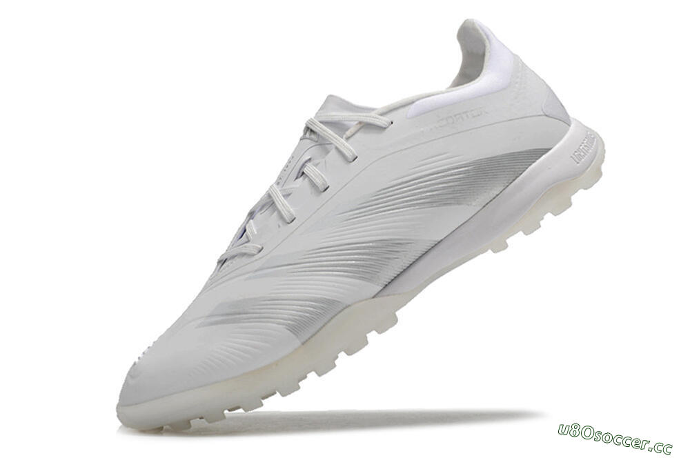 Men's Adidas Predator 24 Elite TF Artificial Turf Low-Tops Football Shoes - White/Silver/Beige 5