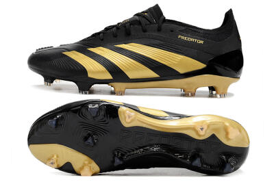 Men's Adidas Predator 24 Elite FG Firm Ground Low-Tops Football Boots - Black/Gold