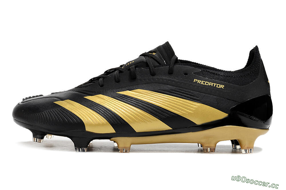 Men's Adidas Predator 24 Elite FG Firm Ground Low-Tops Football Boots - Black/Gold 0