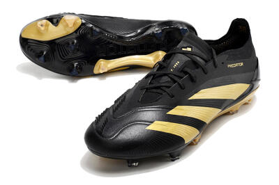 Men's Adidas Predator 24 Elite FG Firm Ground Low-Tops Football Boots - Black/Gold