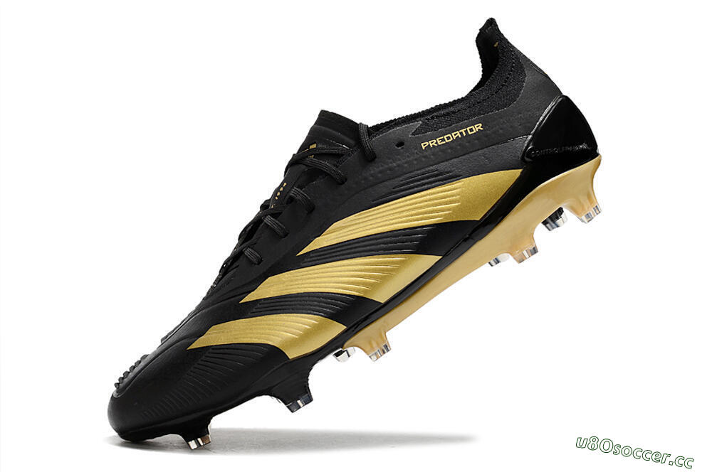 Men's Adidas Predator 24 Elite FG Firm Ground Low-Tops Football Boots - Black/Gold 5