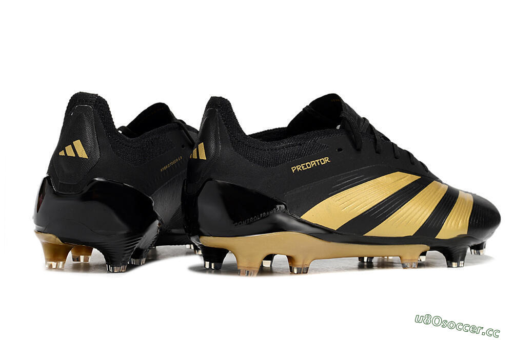 Men's Adidas Predator 24 Elite FG Firm Ground Low-Tops Football Boots - Black/Gold 6