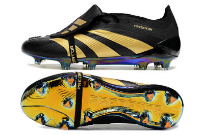 Men's Adidas Predator Elite Foldover Tongue FG Firm Ground Low-Tops Football Boots - Black/Gold