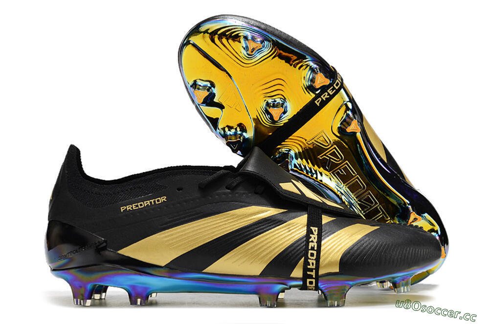 Men's Adidas Predator Elite Foldover Tongue FG Firm Ground Low-Tops Football Boots - Black/Gold 2