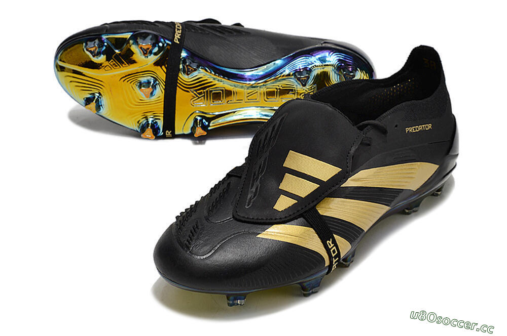 Men's Adidas Predator Elite Foldover Tongue FG Firm Ground Low-Tops Football Boots - Black/Gold 3